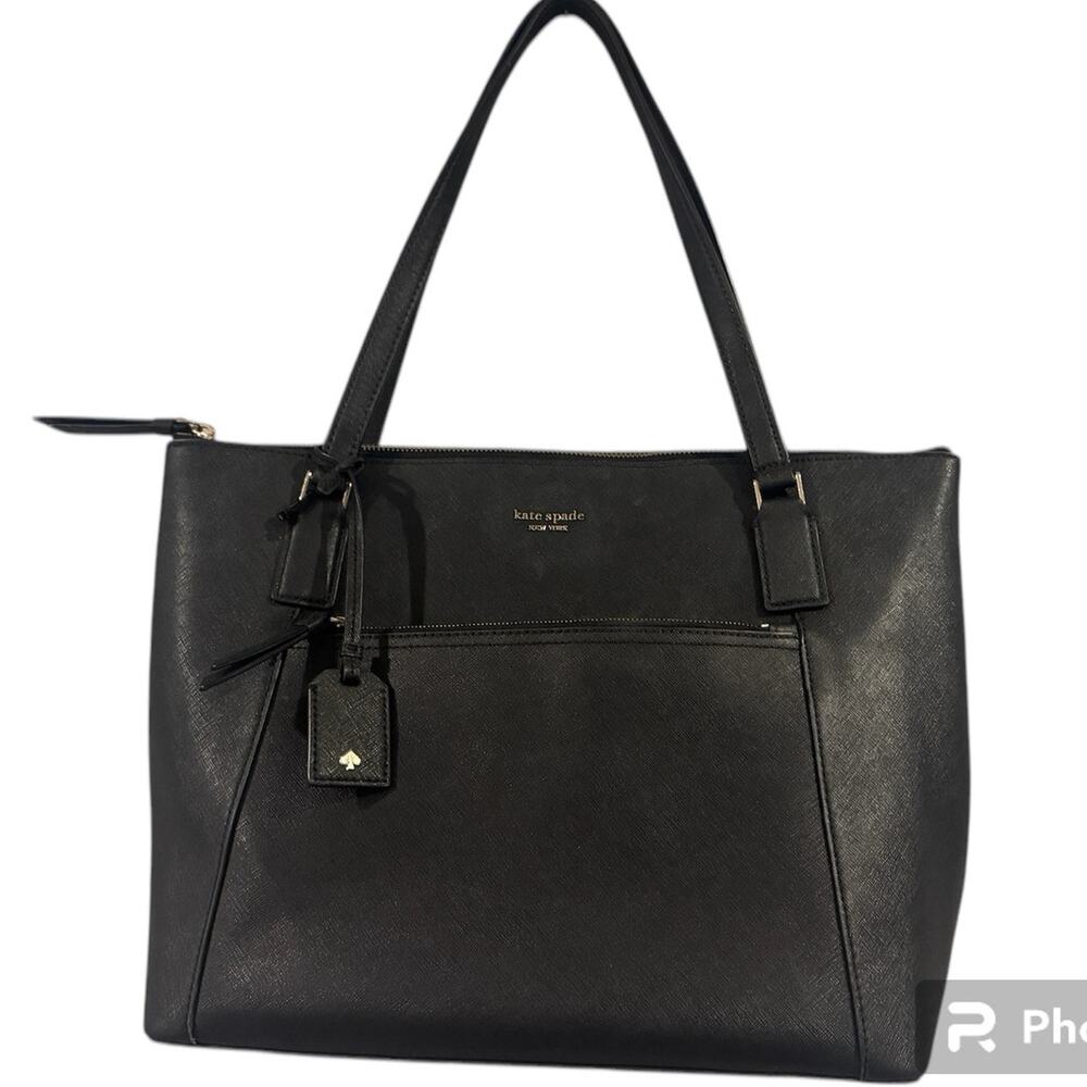 kate spade black leather tote